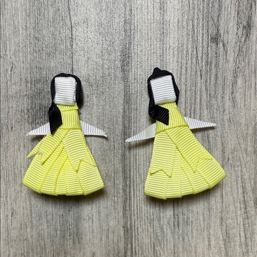 Yellow Ribbon Doll Hair Clips
